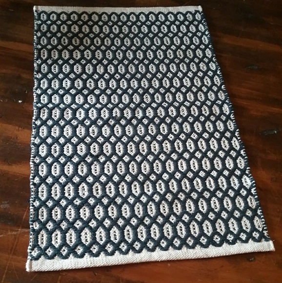 Other - Small Cootton Rug Navy and White Geometric Print